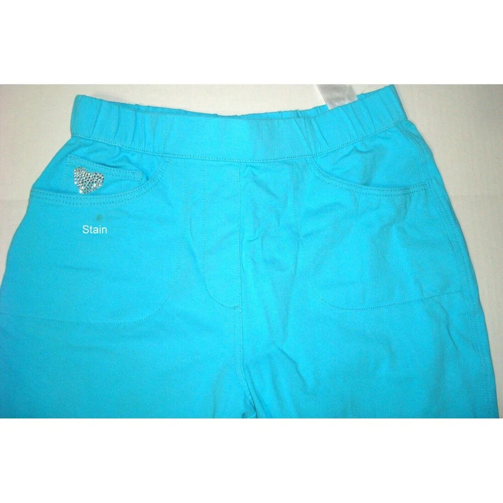 Womens Quacker Factory Dream Jeannes S Capri Turquoise Blue Pull On Pants Rhines - Picture 3 of 10